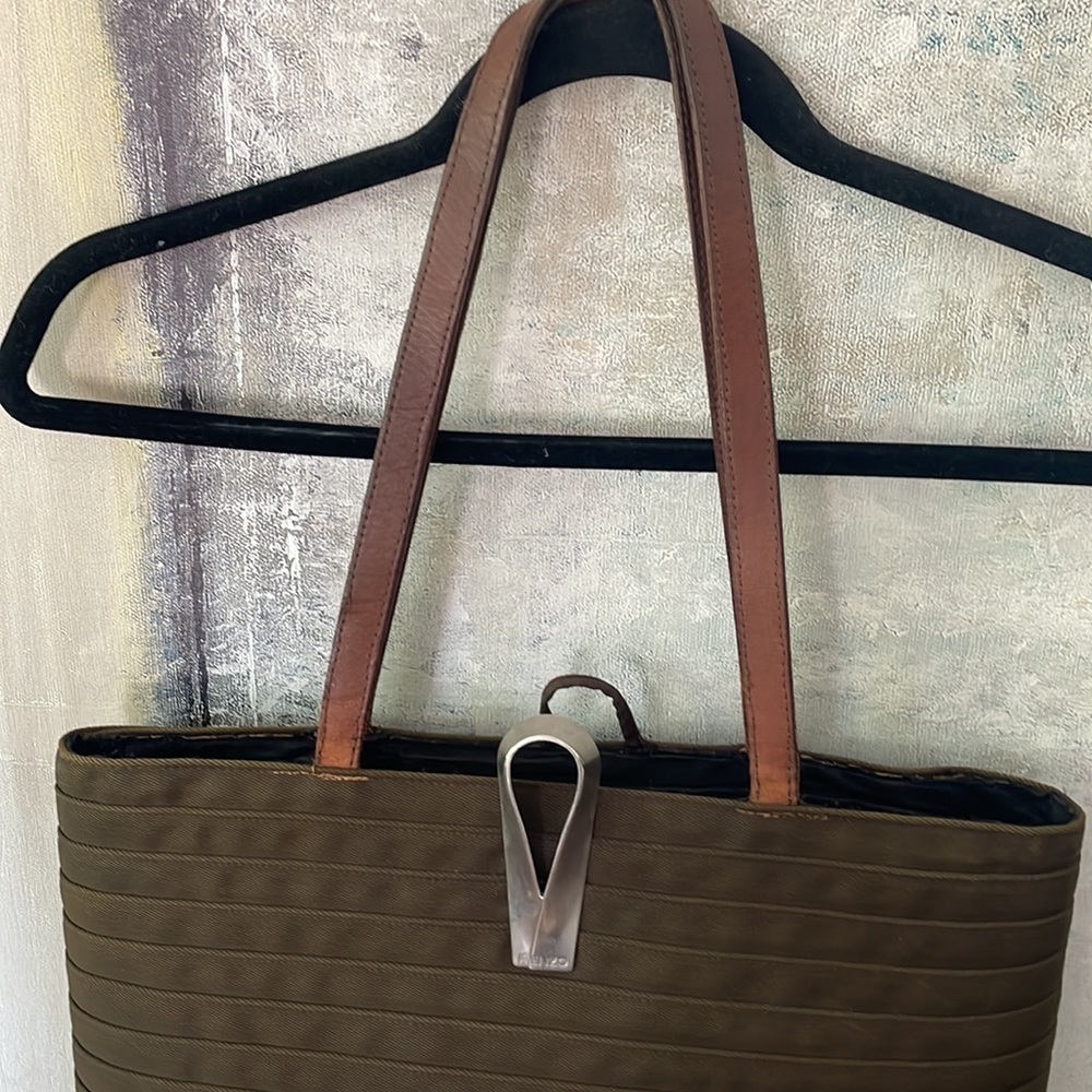 Chic KENZO Italy Brown Pagodon Cotton Tote - Picture 9 of 13